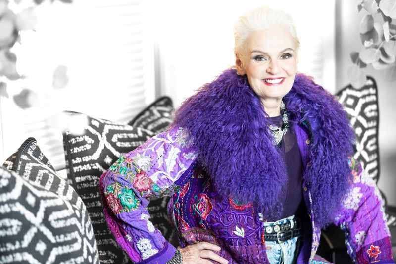 Jennifer Butler in a purple fur jacket