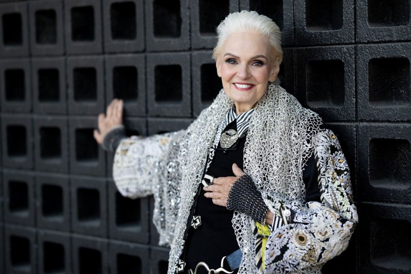 Jennifer Butler in a silver lace jacket